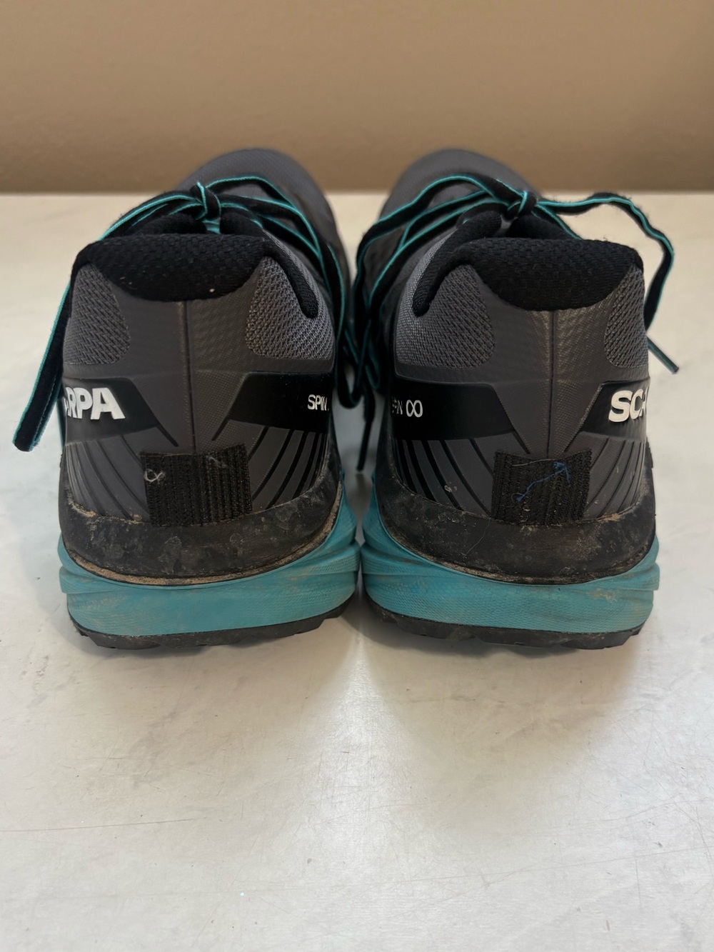 Scarpa Men’s 10.5 Gray Turquoise Spin Infinity Trail Running Shoes Hiking Travel - Picture 5 of 7